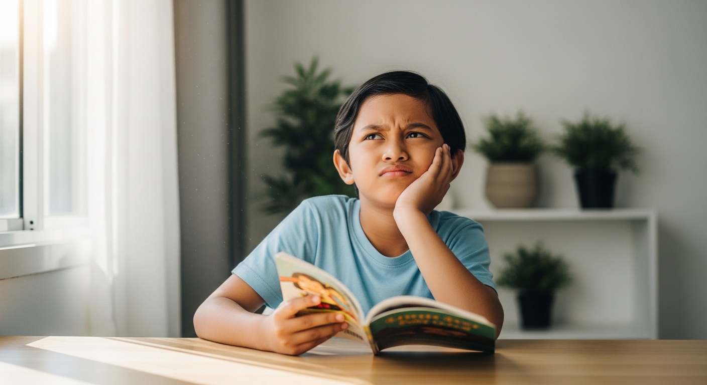 Kanak-kanak keliru selepas membaca dan tidak mengingati isi bacaan