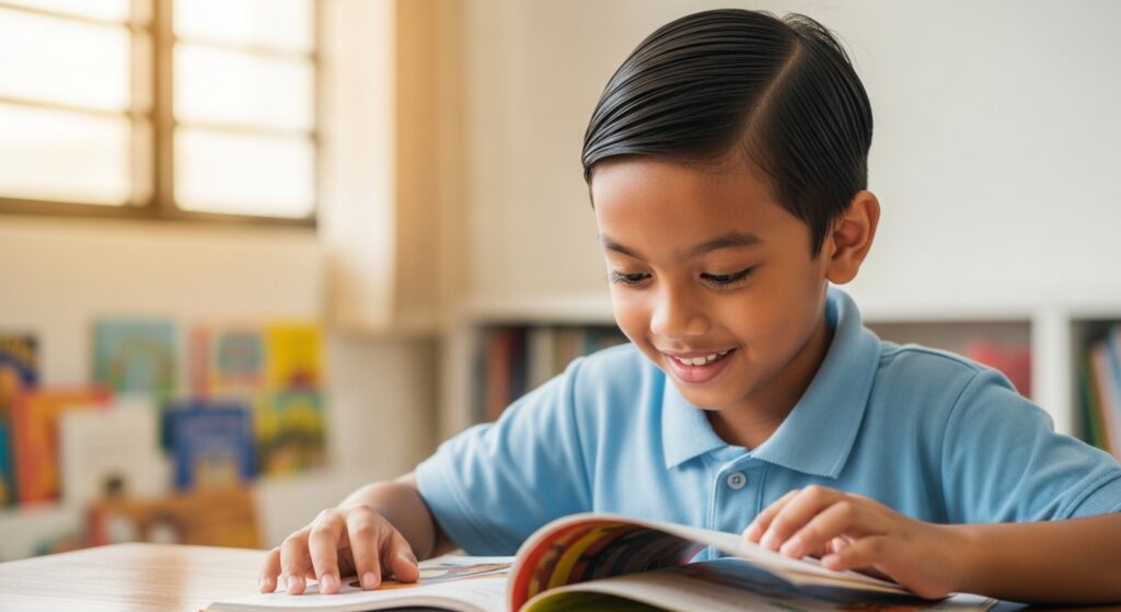 Kanak-kanak membaca dengan lancar tanpa mengeja dan penuh keyakinan