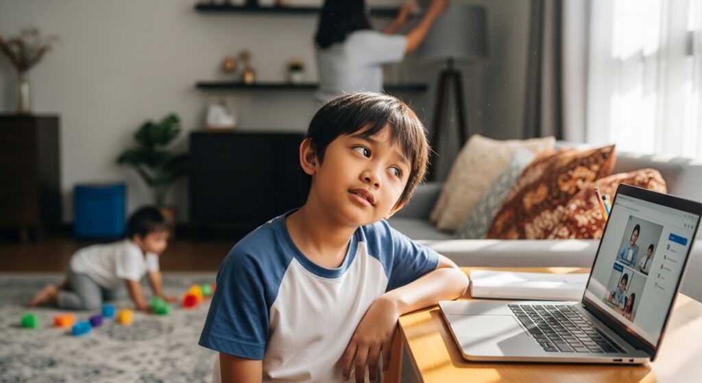 Kanak-kanak terganggu semasa kelas online akibat suasana bising di rumah