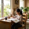 Kanak-kanak belajar dengan tenang dan fokus dalam suasana rumah yang aman
