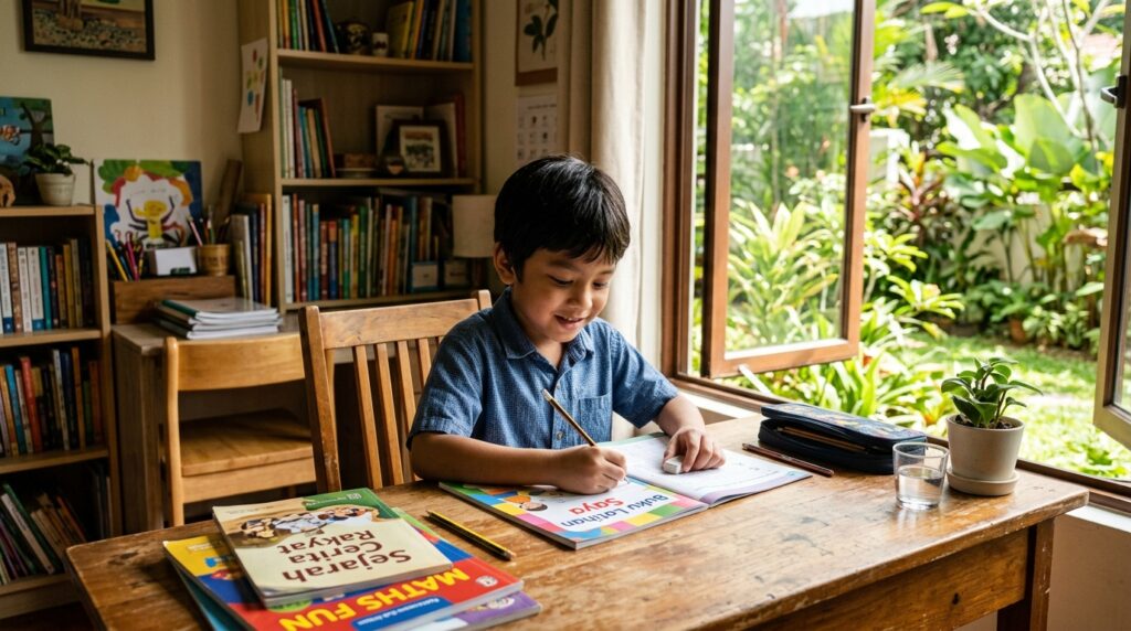 Kanak-kanak belajar dengan fokus dan emosi yang tenang