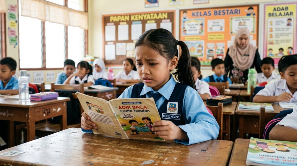 Kanak-kanak kelihatan takut melakukan kesalahan ketika membaca