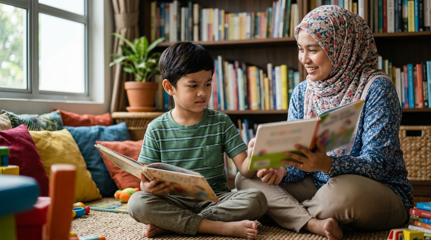 Anak Melayu membaca buku yang biasa dihafal tetapi teragak-agak apabila diberi buku baharu.