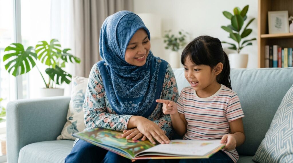 Anak membuat jangkaan tentang apa yang akan berlaku seterusnya dalam cerita.