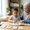 Anak Melayu kelihatan keliru ketika mengenal huruf semasa belajar membaca.