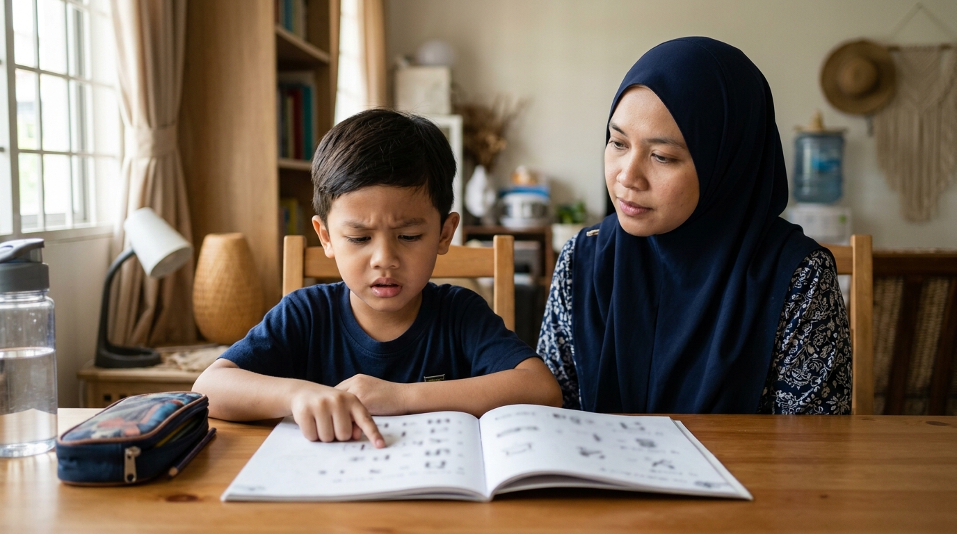 Anak kelihatan bosan dan menganggap aktiviti membaca seperti satu tugasan sekolah.