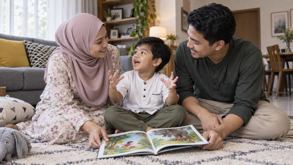 Anak berkongsi pengalaman dengan ibu selepas membaca.