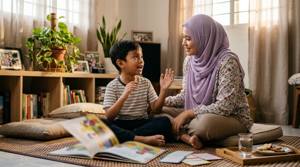 Anak Melayu menggunakan perkataan baharu dalam perbualan selepas memahami maksudnya.