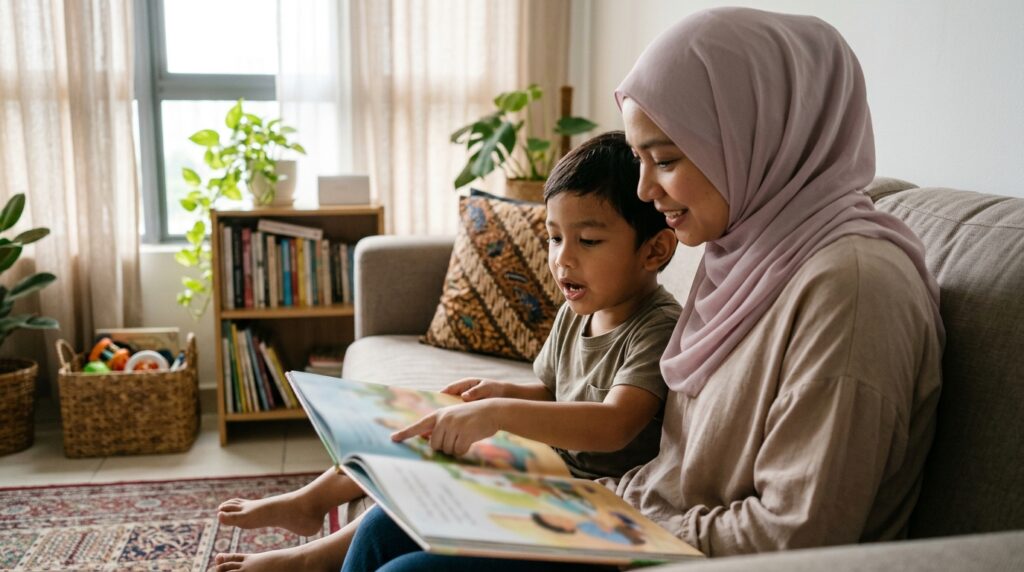 Anak Melayu menerangkan maksud ayat yang dibaca menggunakan bahasa sendiri.