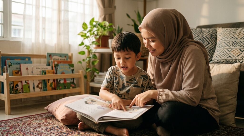Anak Melayu menerangkan maksud ayat yang dibaca menggunakan bahasa sendiri.